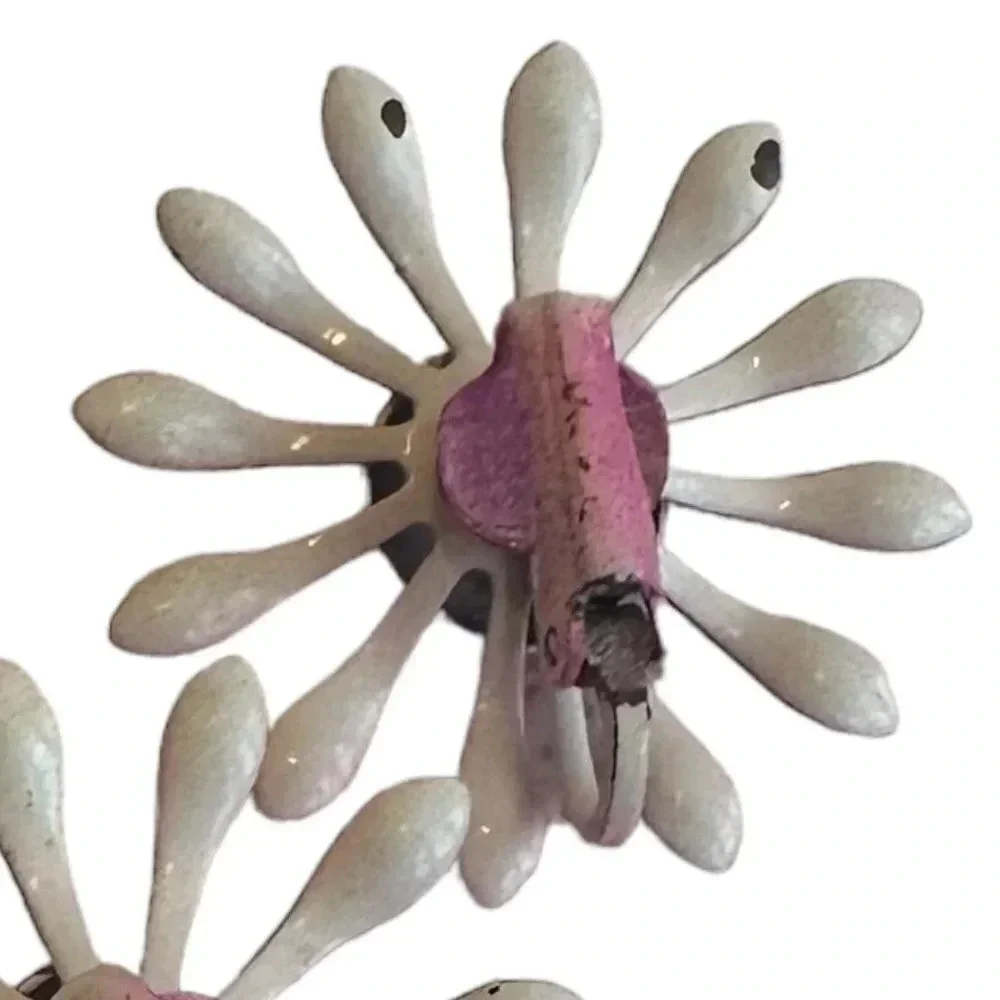 Vintage Pink Enamel Earrings Mod Retro Clip-On Unique Bold - Picture 5 of 5